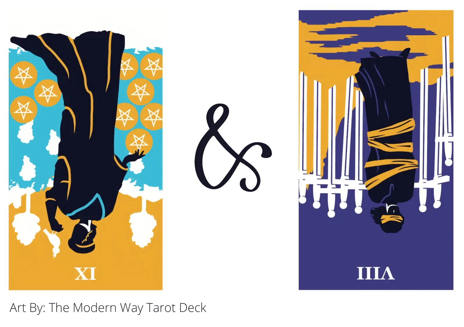 nine of pentacles reversed and eight of swords reversed tarot cards together