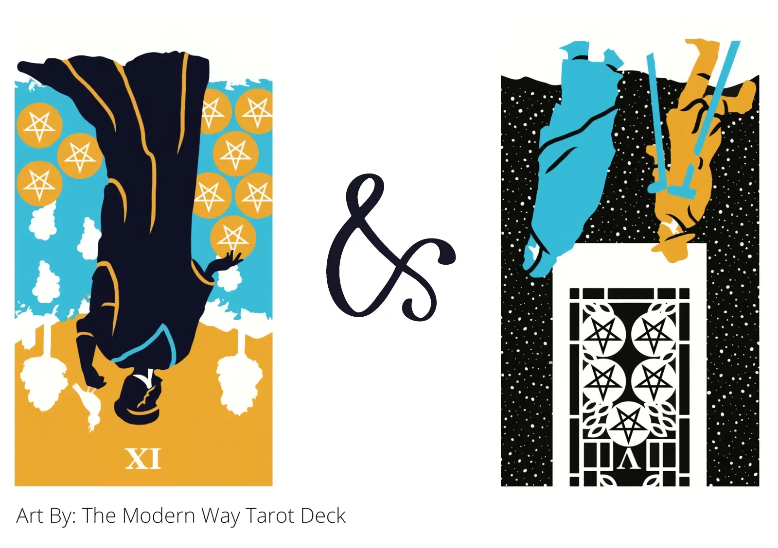 nine of pentacles reversed and five of pentacles reversed tarot cards together