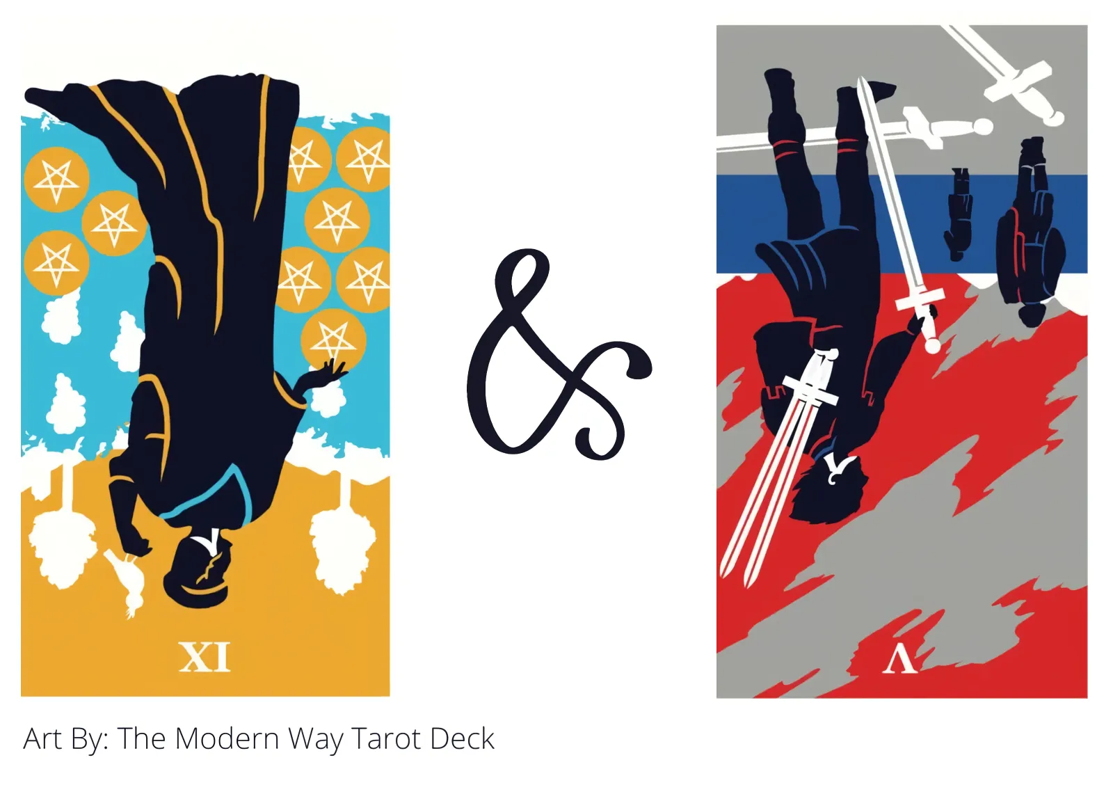 nine of pentacles reversed and five of swords reversed tarot cards together