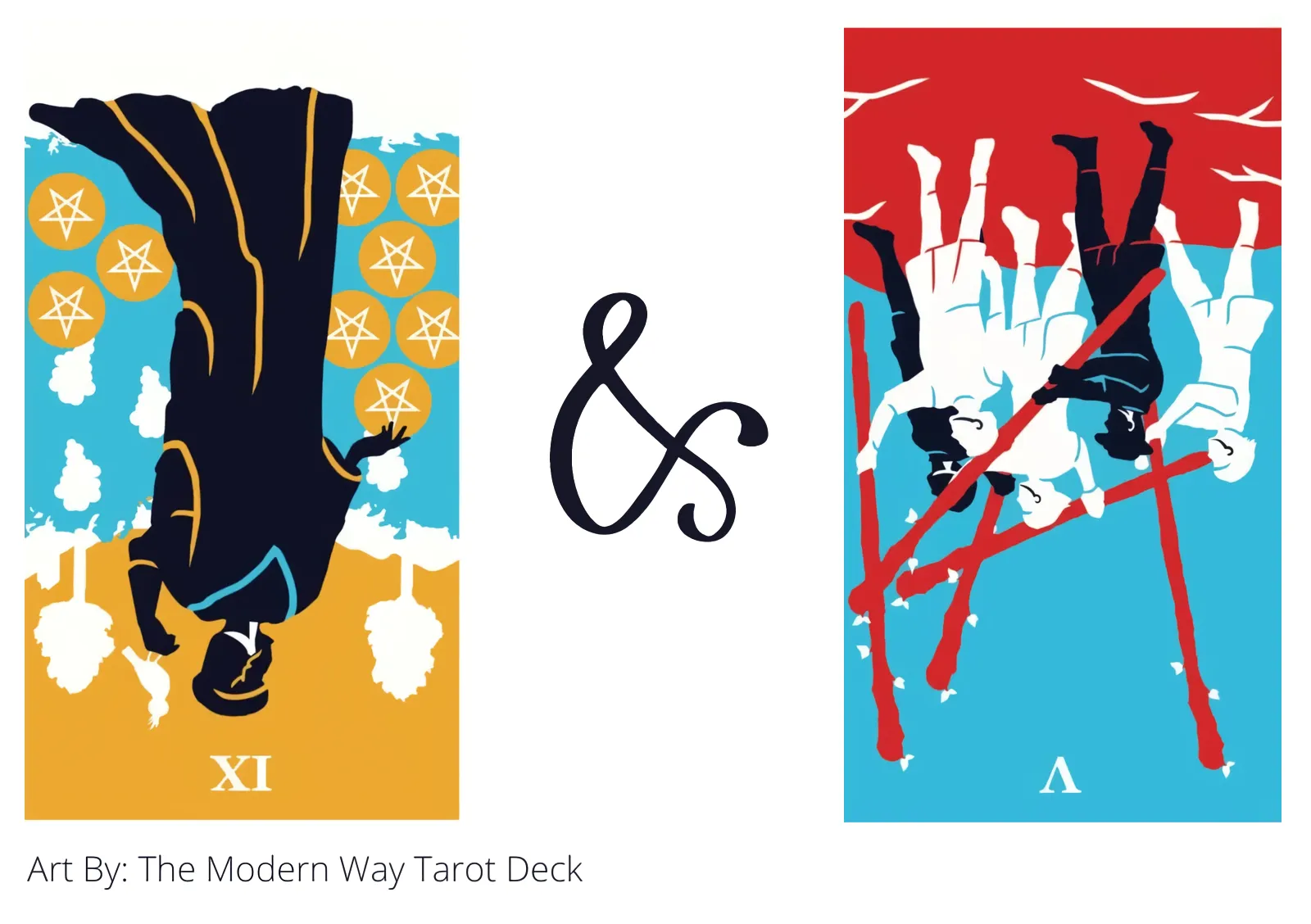 nine of pentacles reversed and five of wands reversed tarot cards together