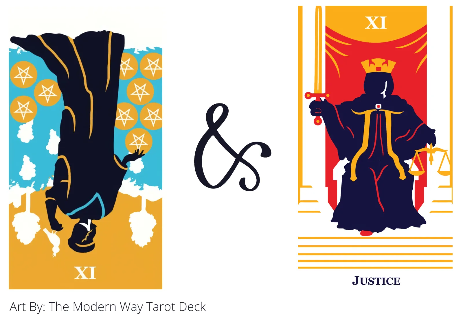 nine of pentacles reversed and justice tarot cards together