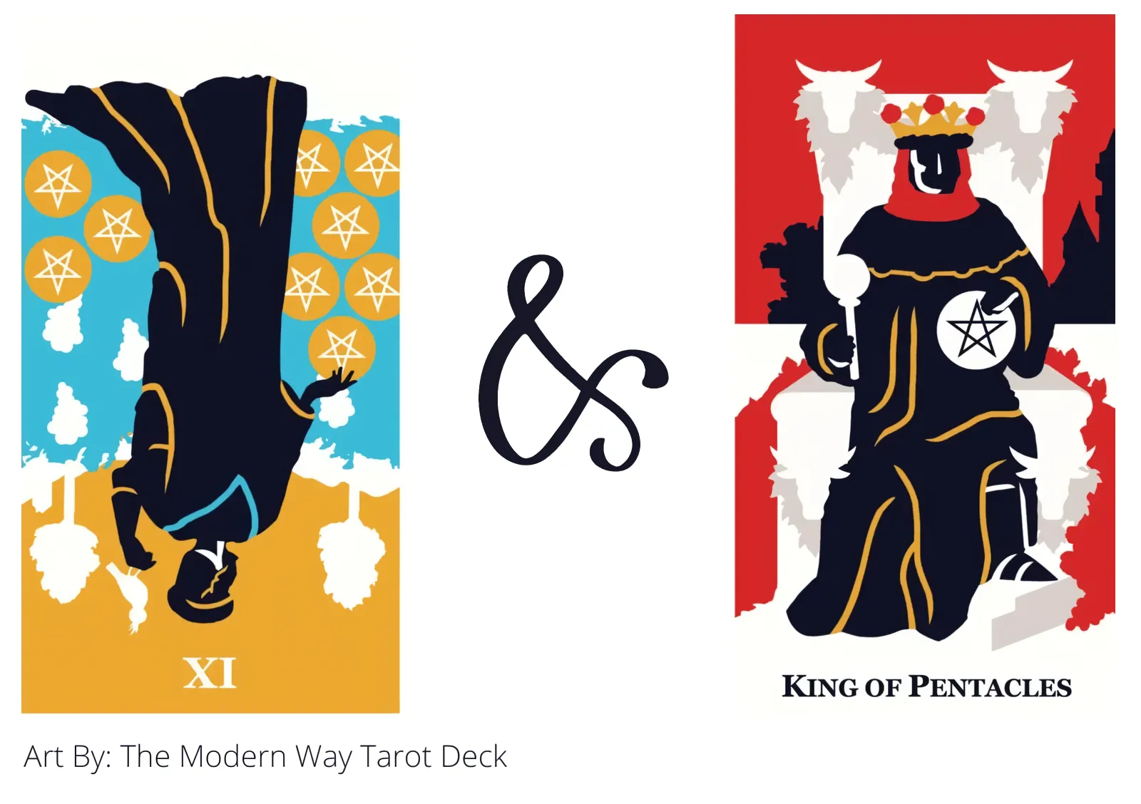 nine of pentacles reversed and king of pentacles tarot cards together