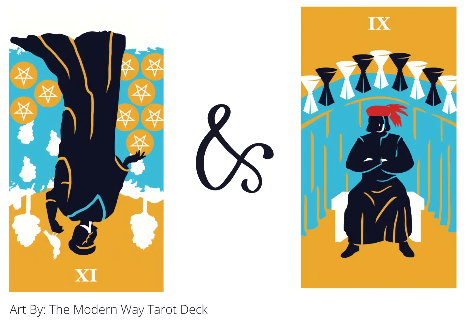 nine of pentacles reversed and nine of cups tarot cards together