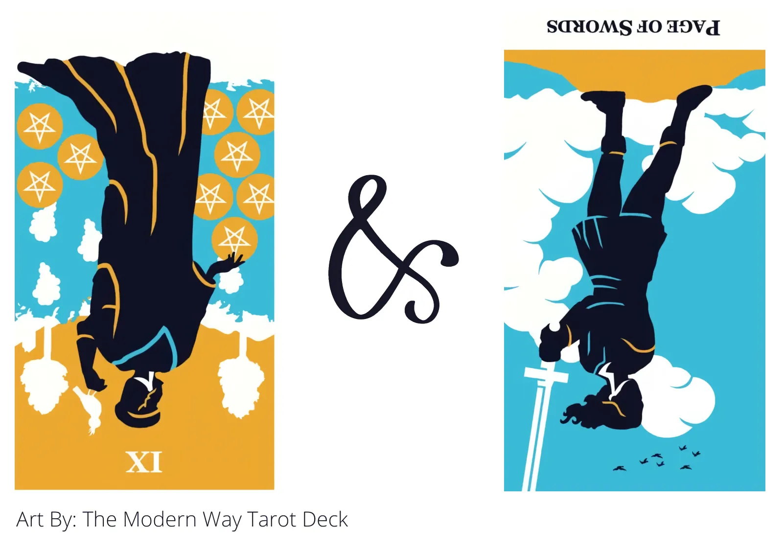 nine of pentacles reversed and page of swords reversed tarot cards together