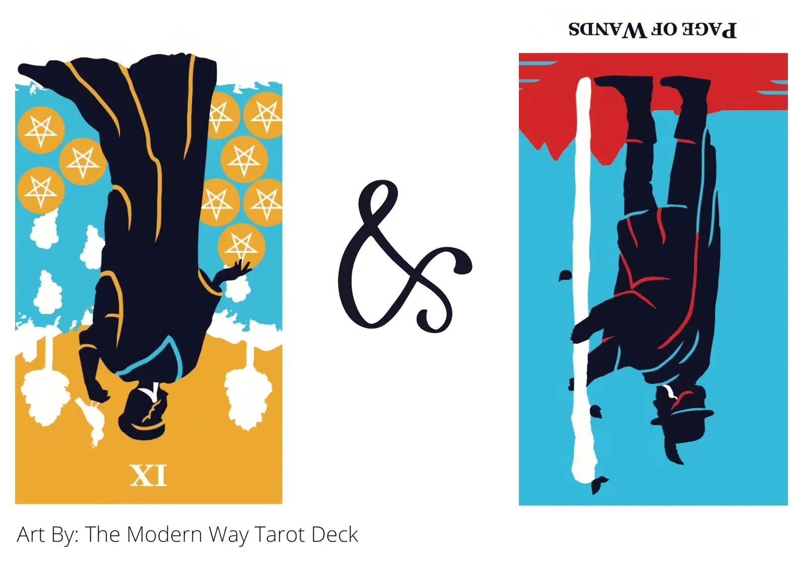 nine of pentacles reversed and page of wands reversed tarot cards together