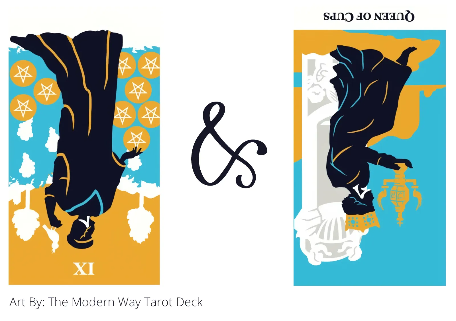 nine of pentacles reversed and queen of cups reversed tarot cards together