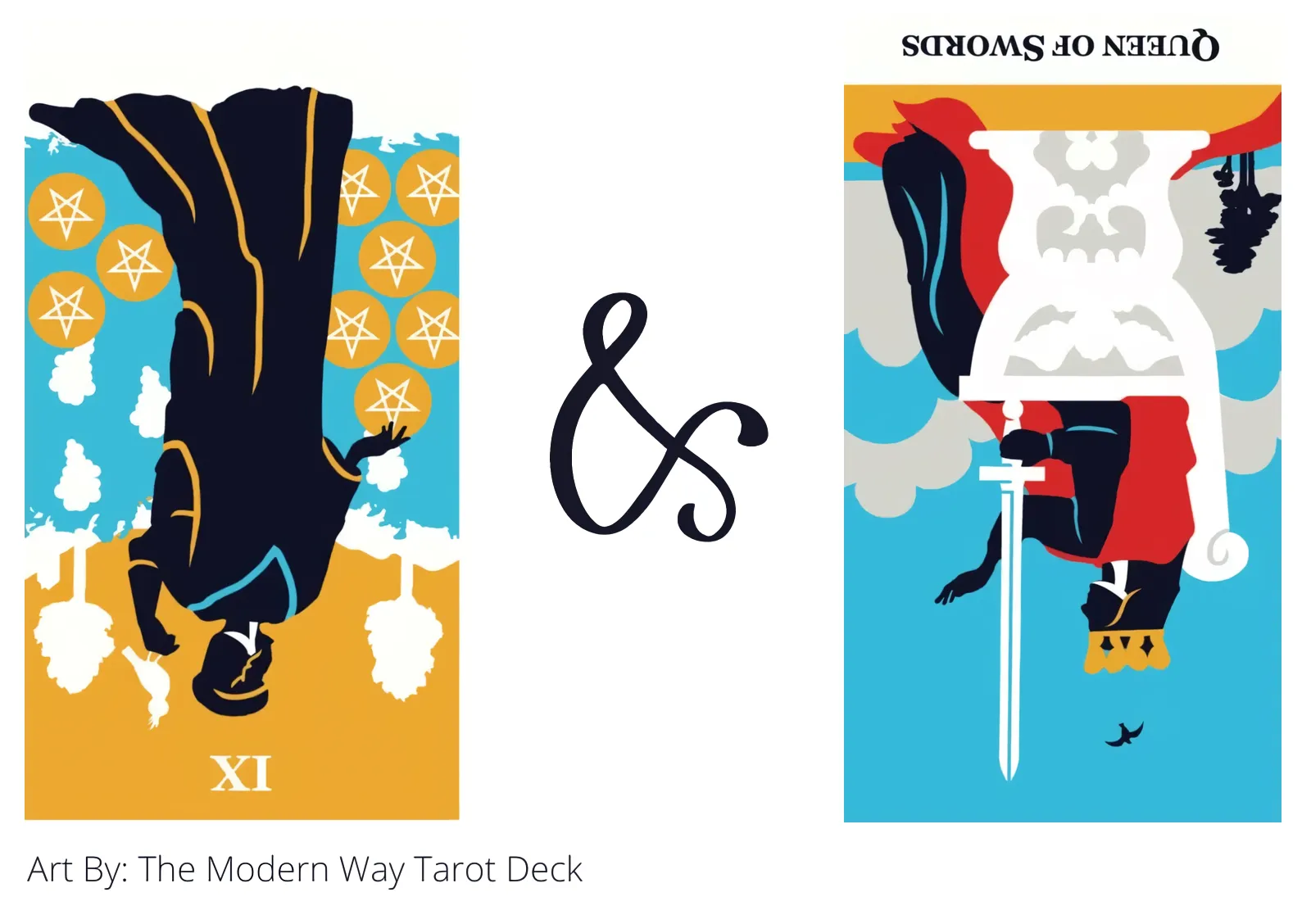 nine of pentacles reversed and queen of swords reversed tarot cards together