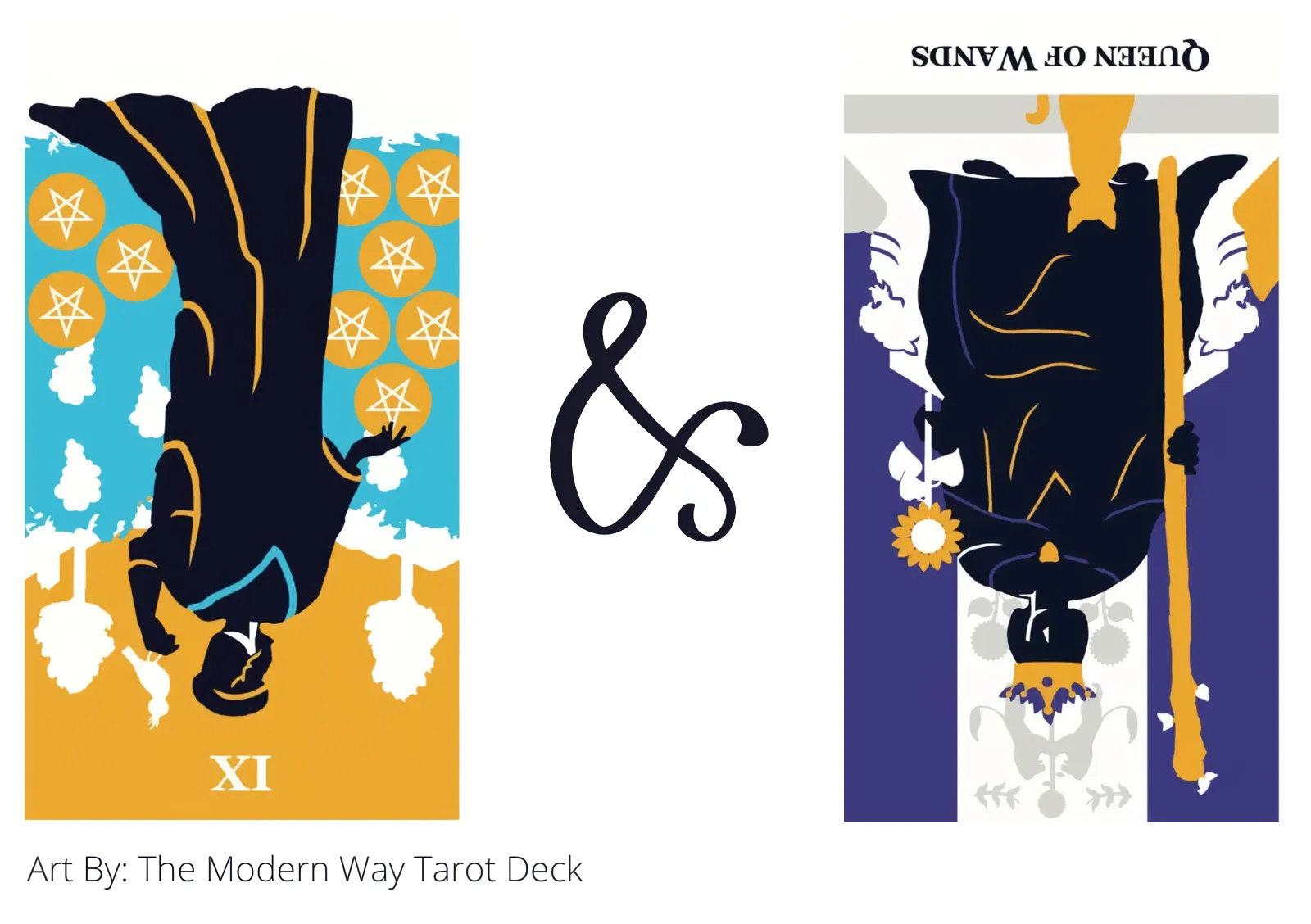 nine of pentacles reversed and queen of wands reversed tarot cards together