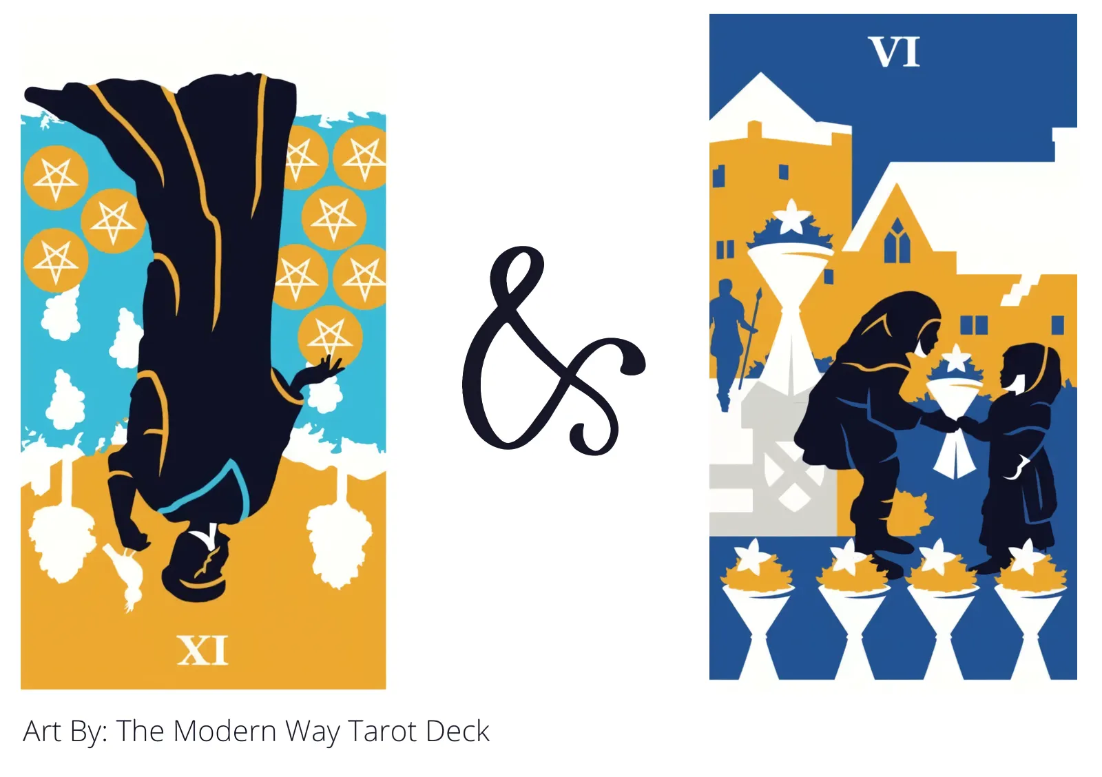 nine of pentacles reversed and six of cups tarot cards together