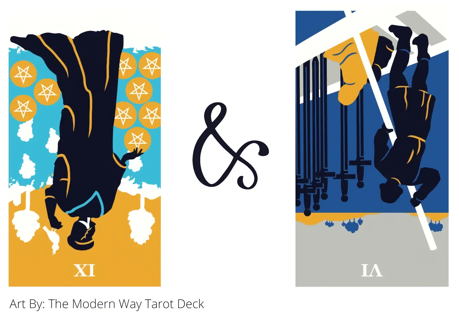 nine of pentacles reversed and six of swords reversed tarot cards together