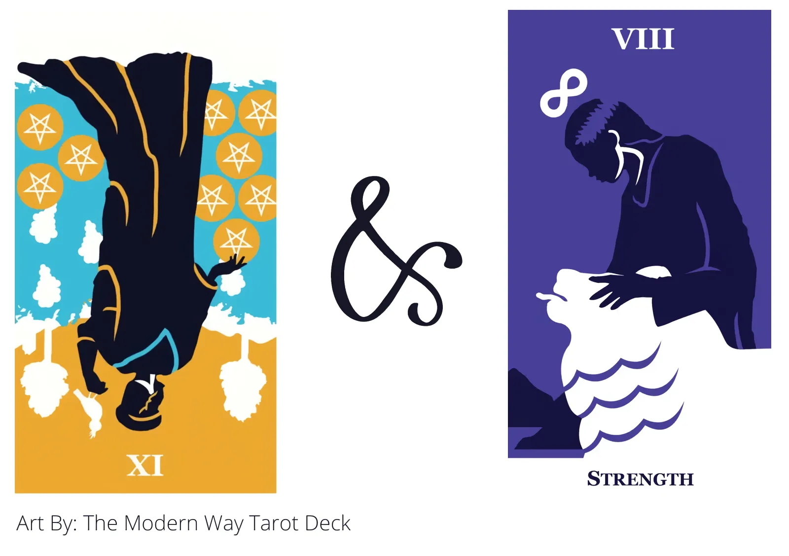 nine of pentacles reversed and strength tarot cards together