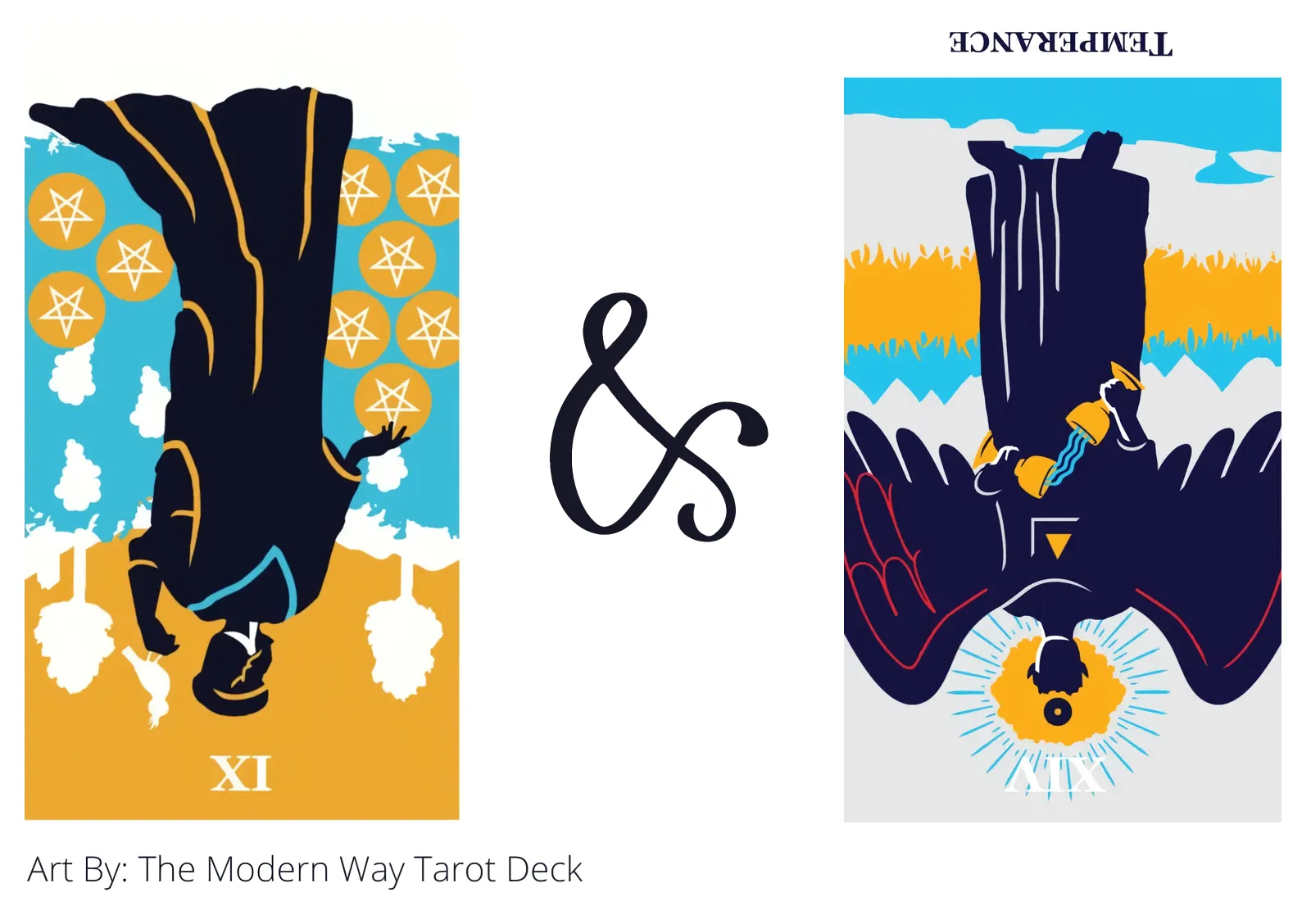 nine of pentacles reversed and temperance reversed tarot cards together
