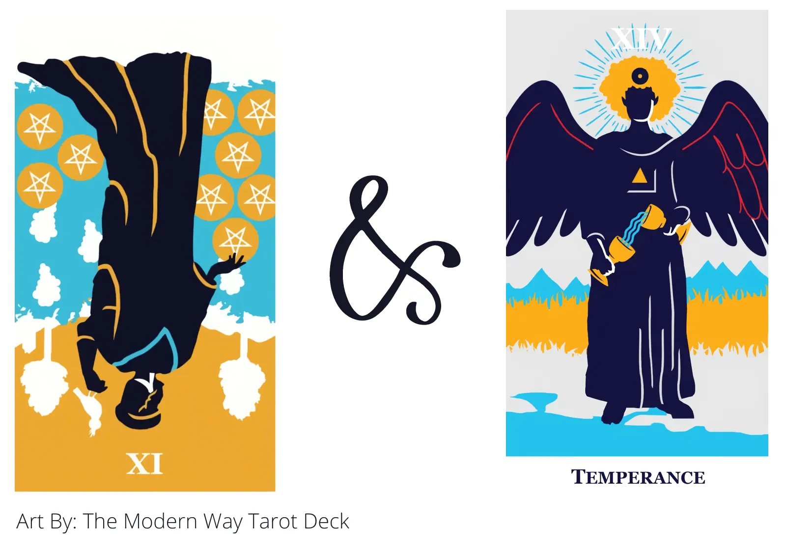 nine of pentacles reversed and temperance tarot cards together