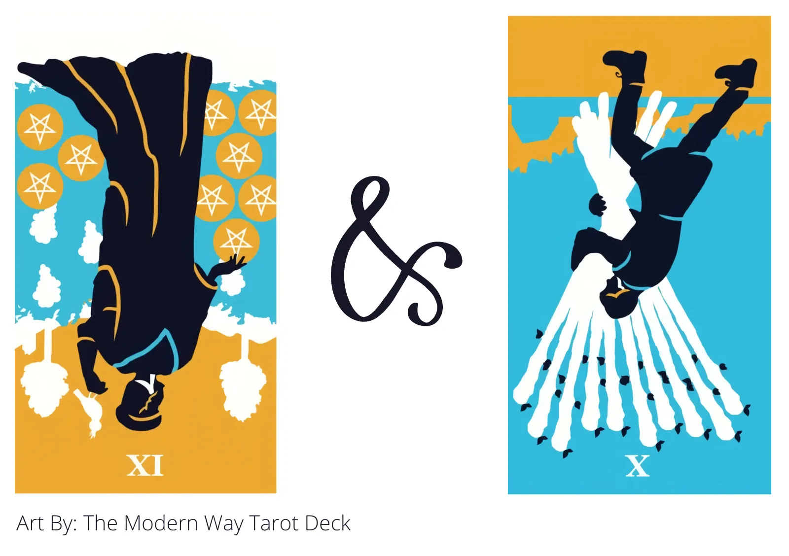 nine of pentacles reversed and ten of wands reversed tarot cards together