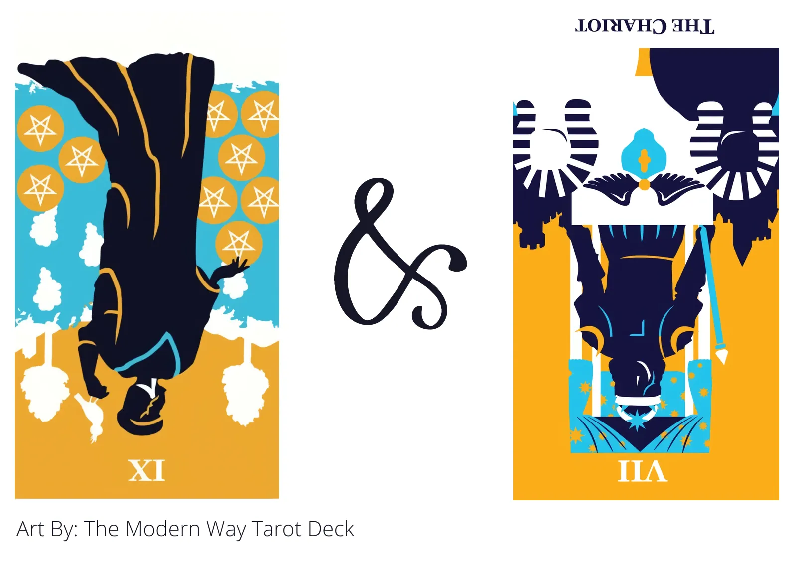 nine of pentacles reversed and the chariot reversed tarot cards together