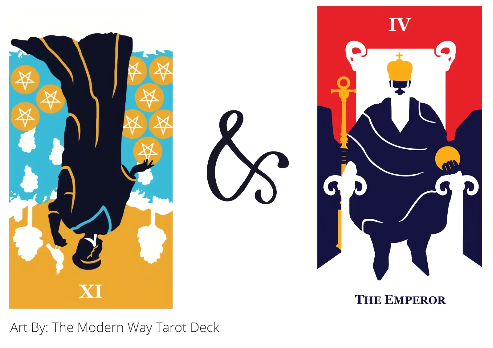 nine of pentacles reversed and the emperor tarot cards together