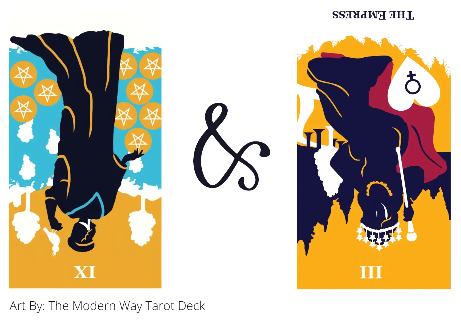nine of pentacles reversed and the empress reversed tarot cards together