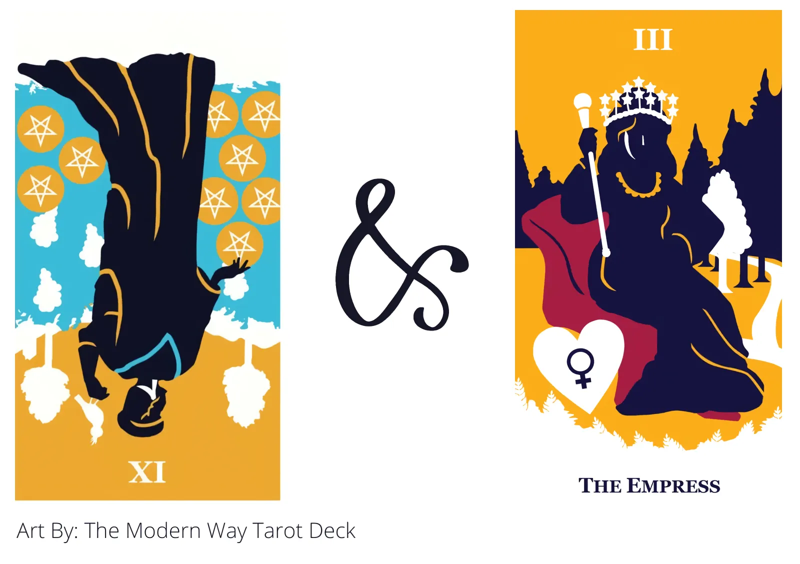 nine of pentacles reversed and the empress tarot cards together