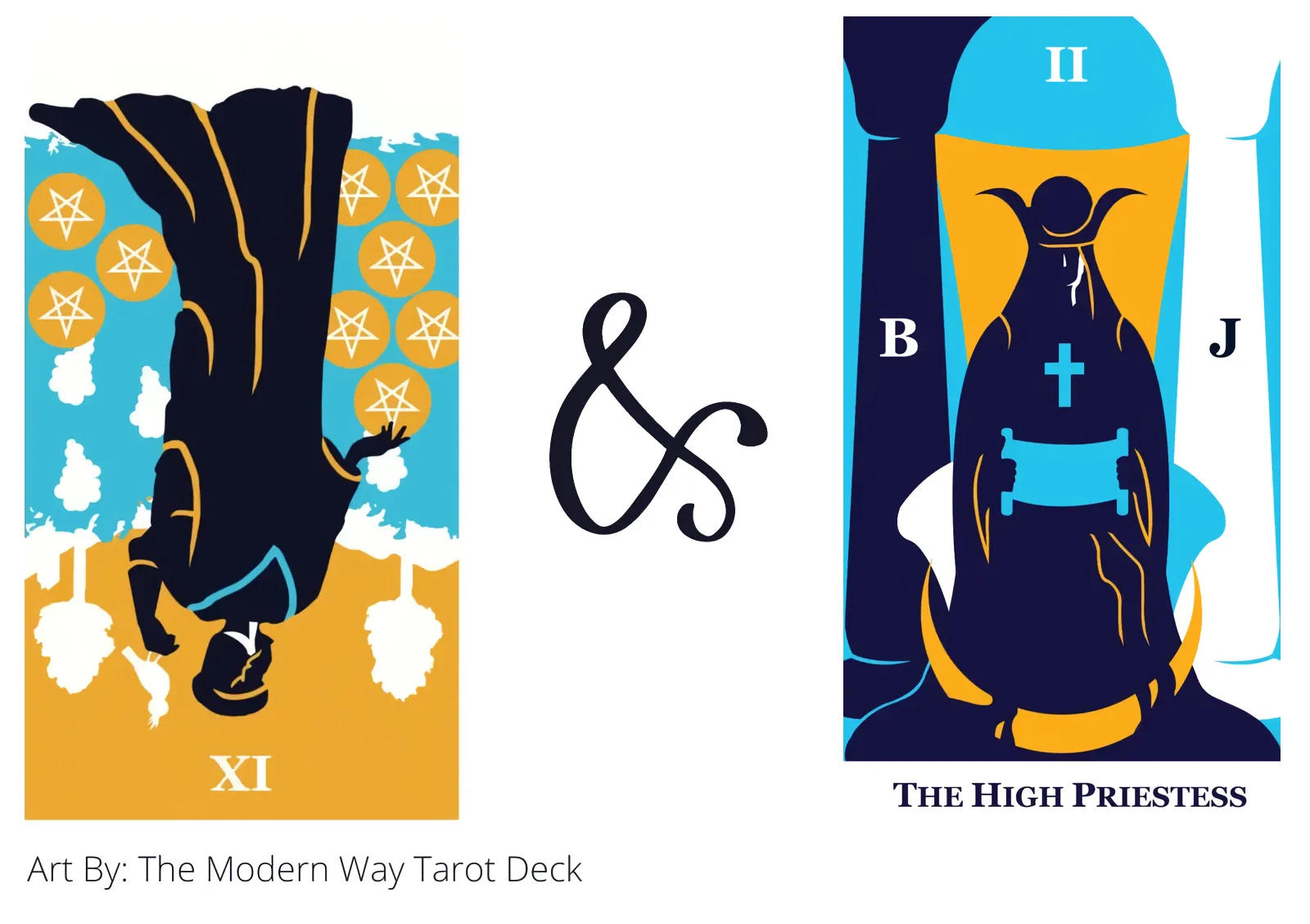 nine of pentacles reversed and the high priestess tarot cards together