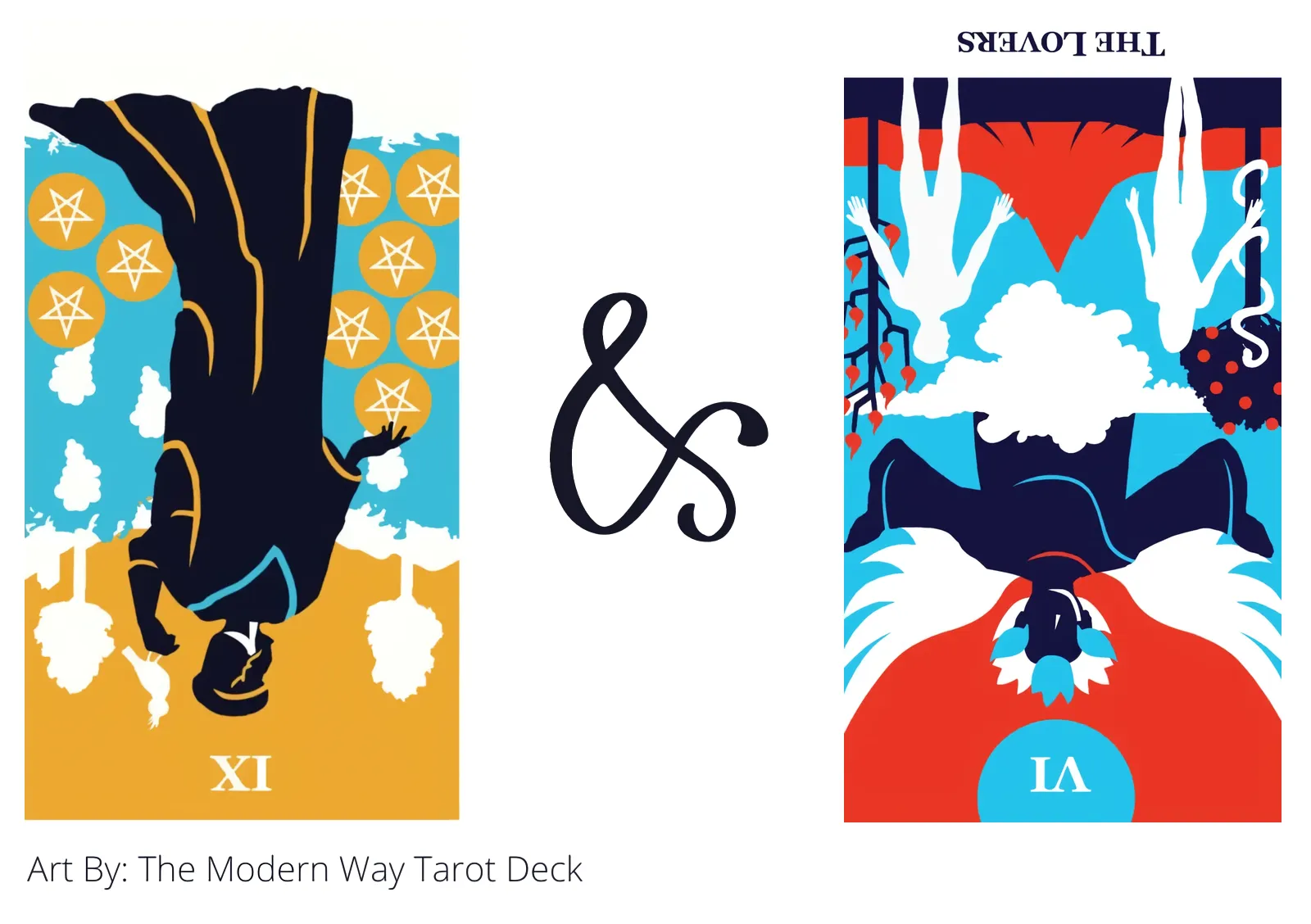 nine of pentacles reversed and the lovers reversed tarot cards together