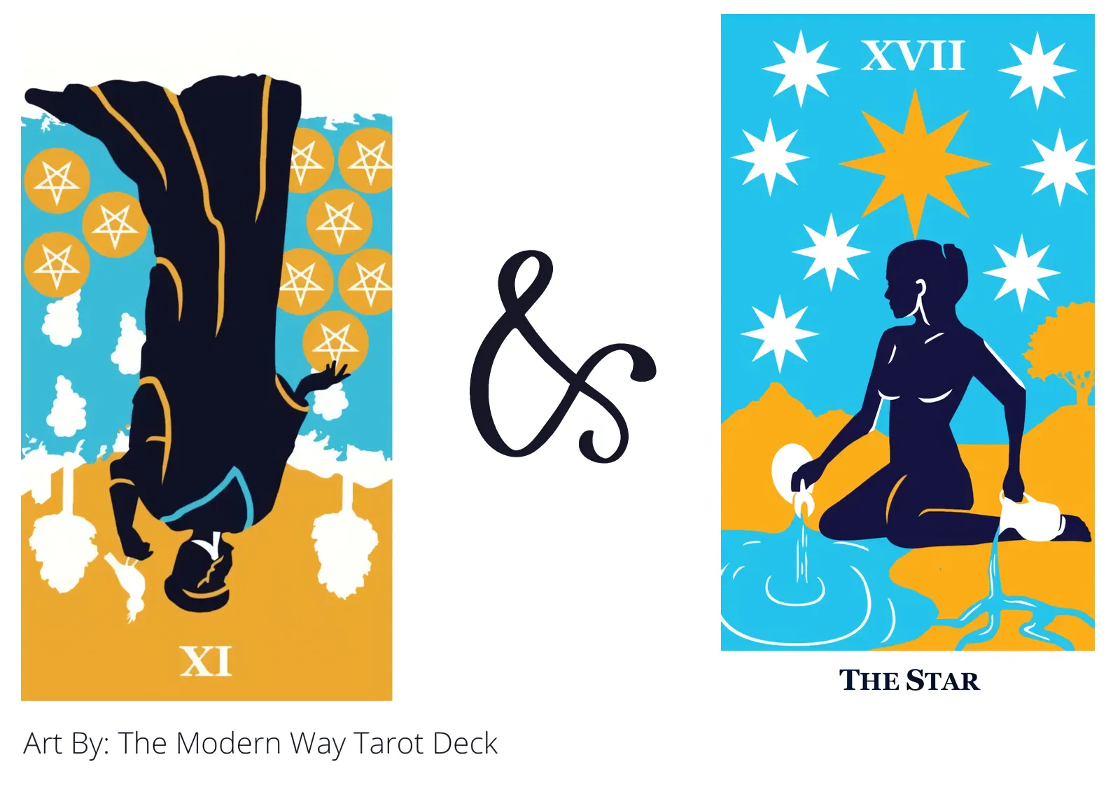 nine of pentacles reversed and the star tarot cards together