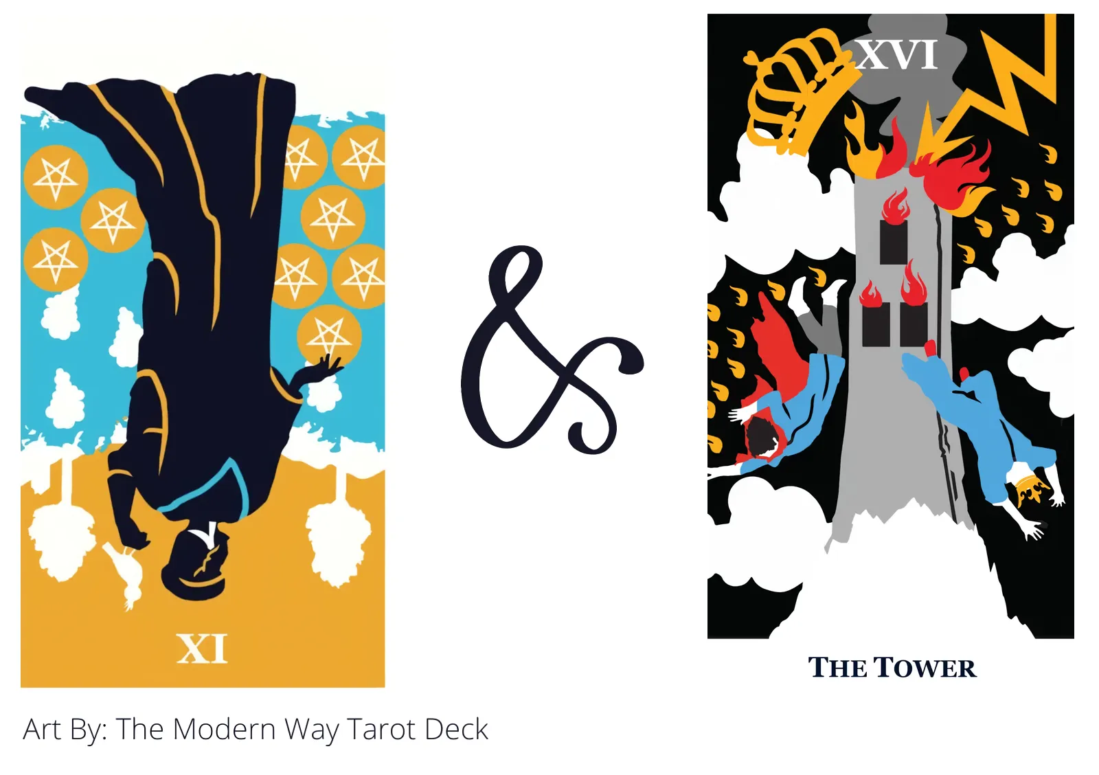 nine of pentacles reversed and the tower tarot cards together