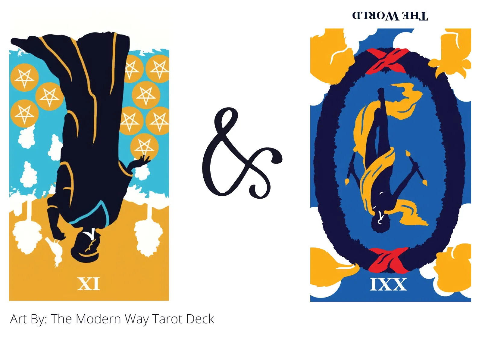 nine of pentacles reversed and the world reversed tarot cards together