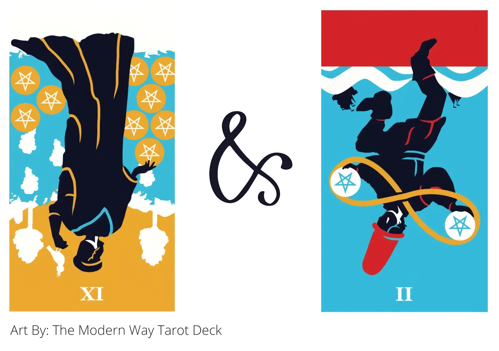 nine of pentacles reversed and two of pentacles reversed tarot cards together