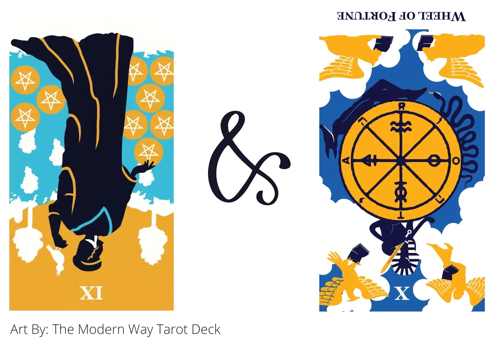 nine of pentacles reversed and wheel of fortune reversed tarot cards together