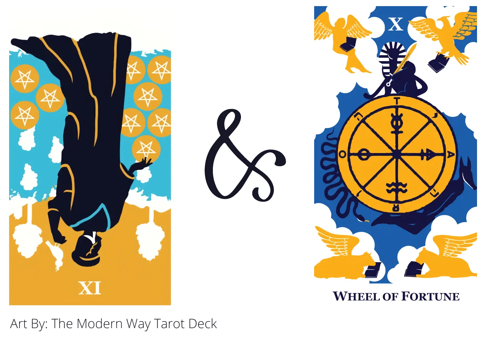 nine of pentacles reversed and wheel of fortune tarot cards together