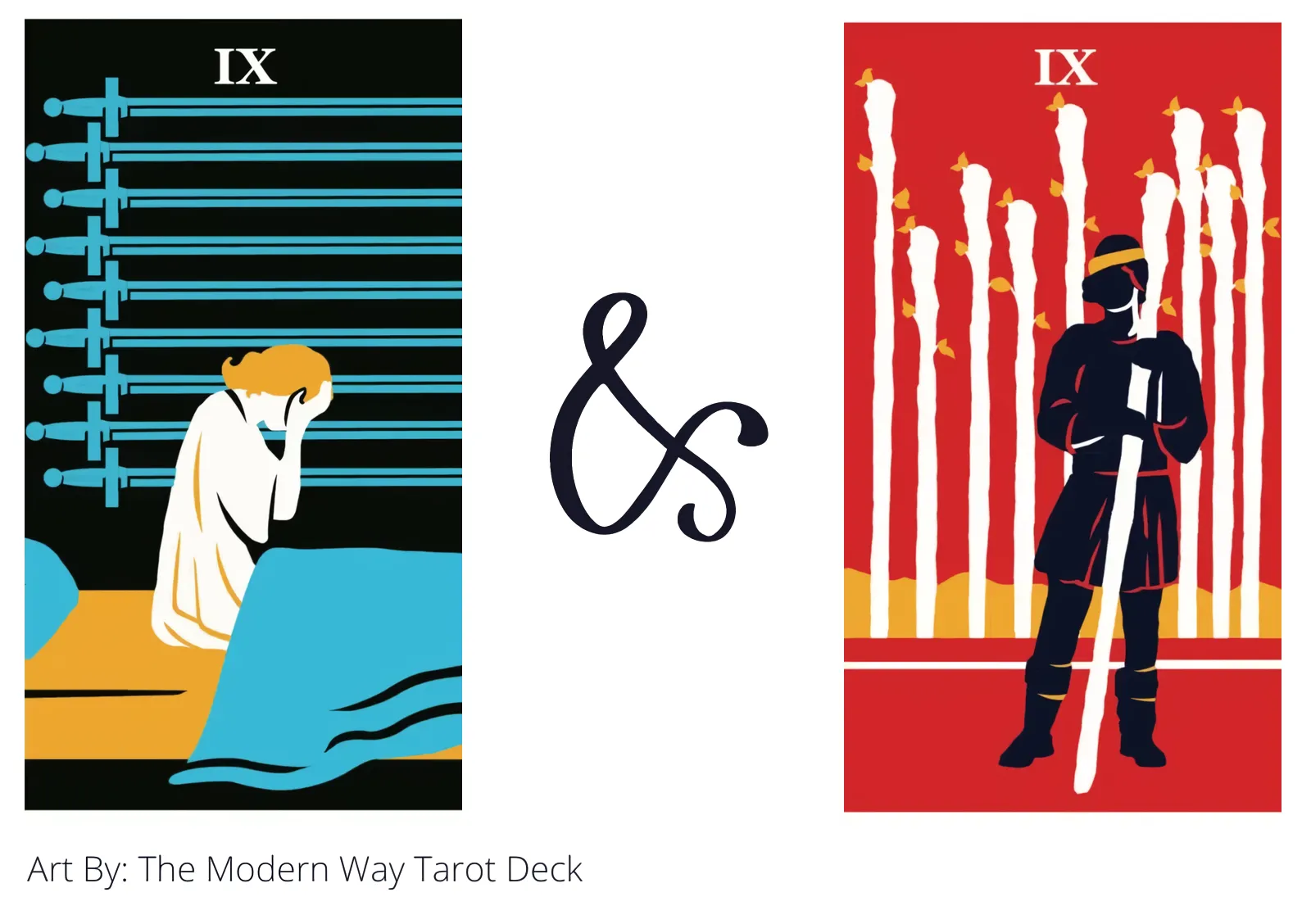 nine of swords and nine of wands tarot cards together