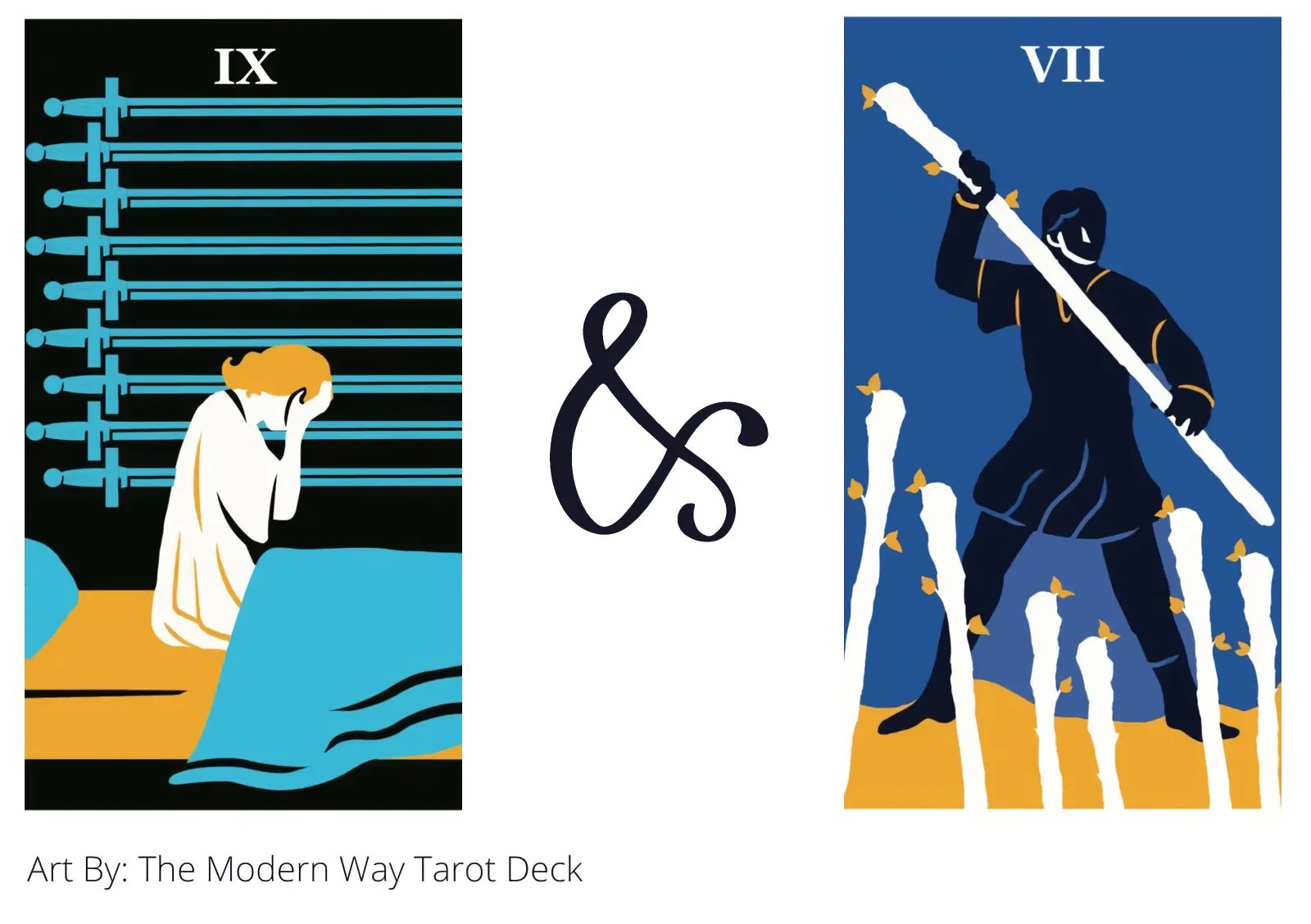nine of swords and seven of wands tarot cards together
