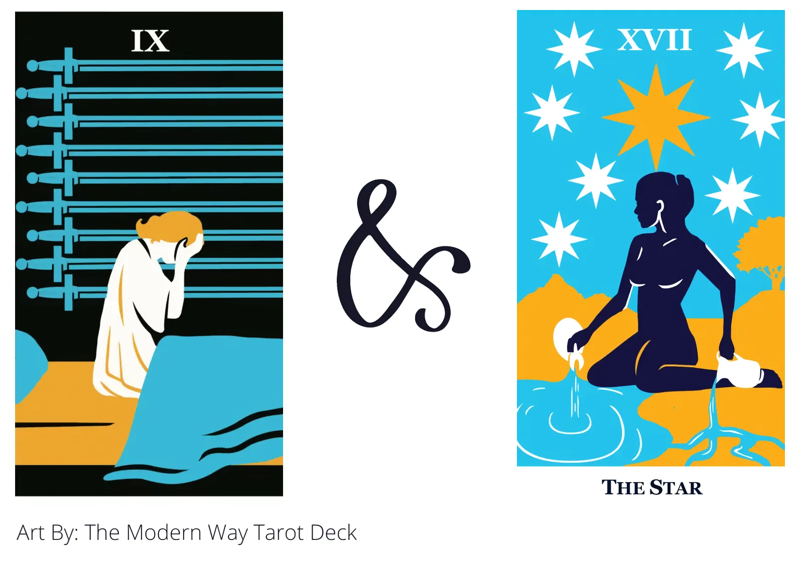 nine of swords and the star tarot cards together