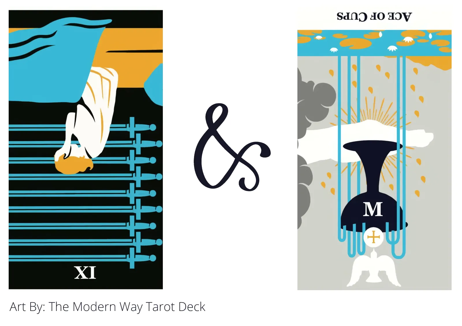 nine of swords reversed and ace of cups reversed tarot cards together