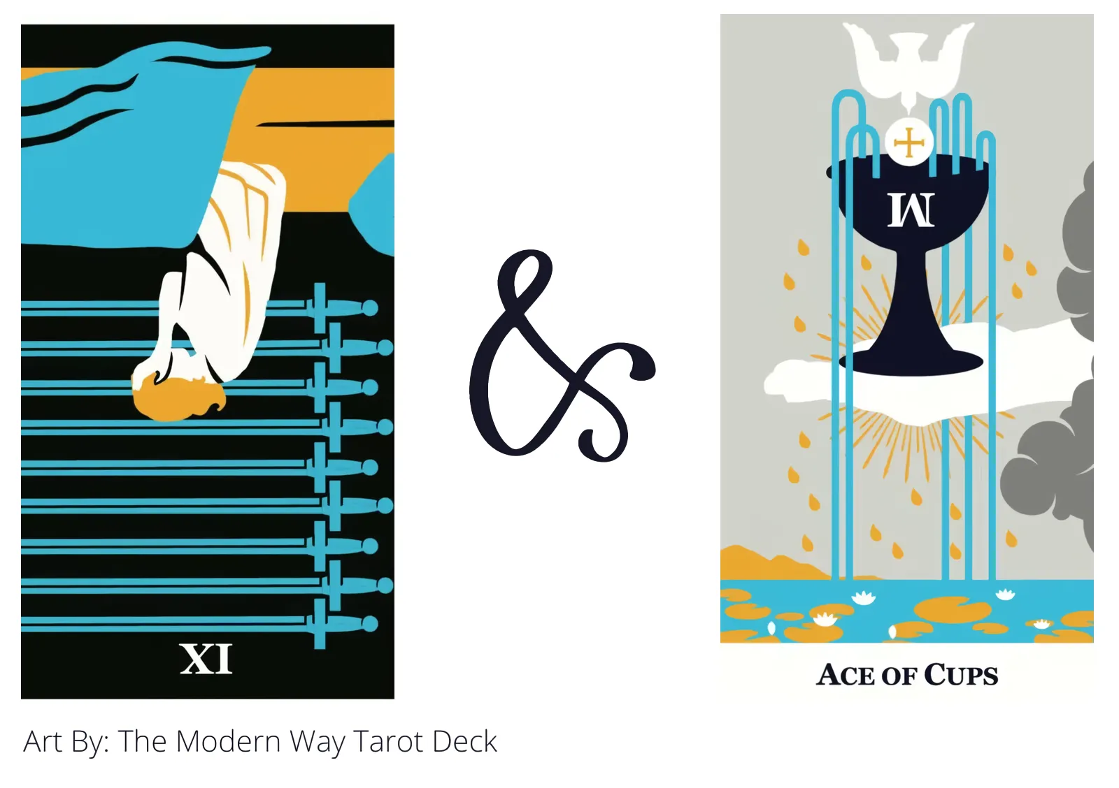 nine of swords reversed and ace of cups tarot cards together