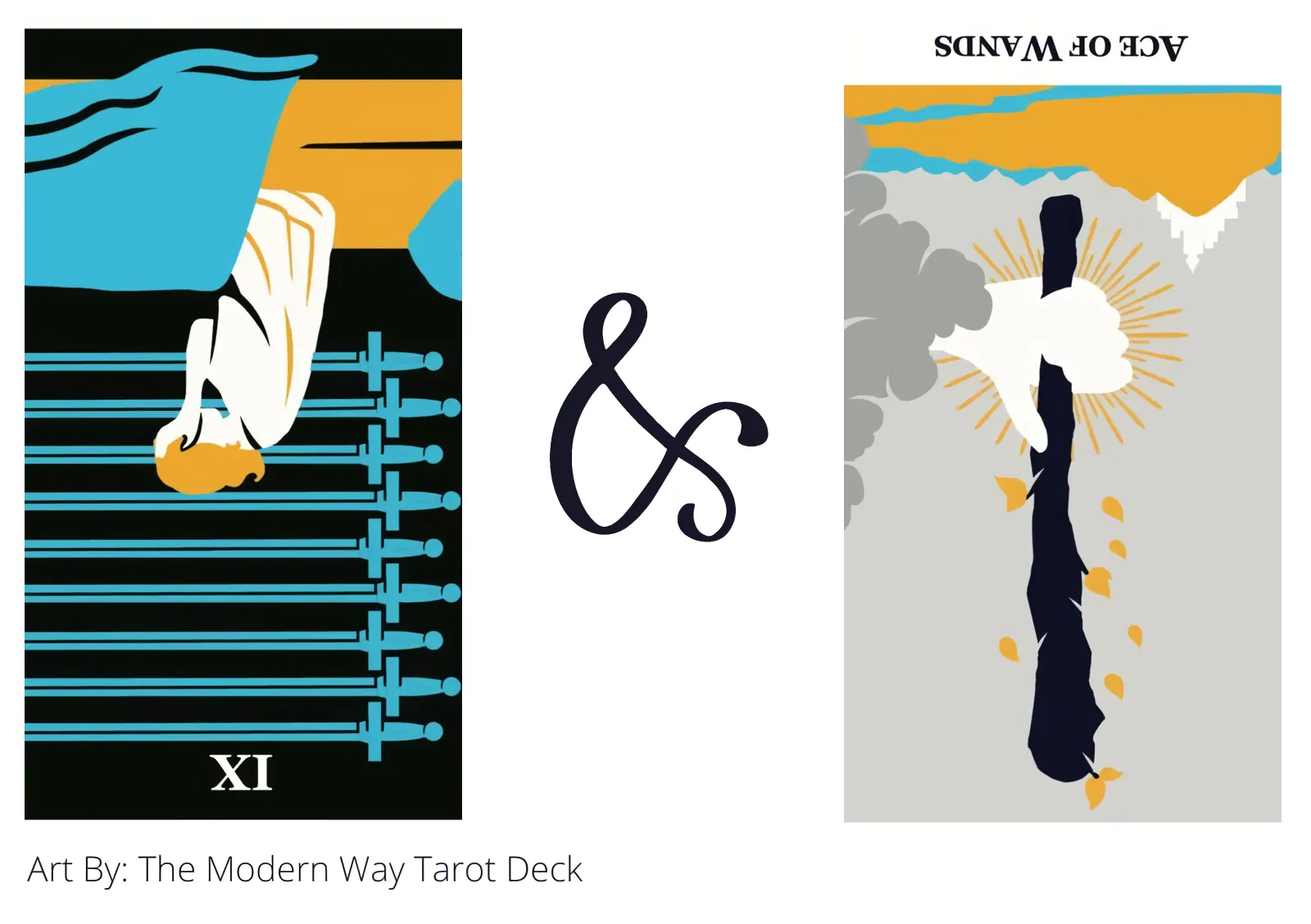 nine of swords reversed and ace of wands reversed tarot cards together