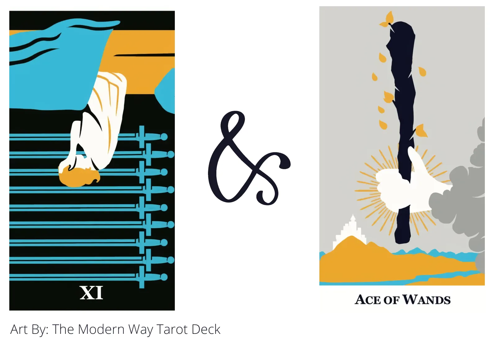 nine of swords reversed and ace of wands tarot cards together