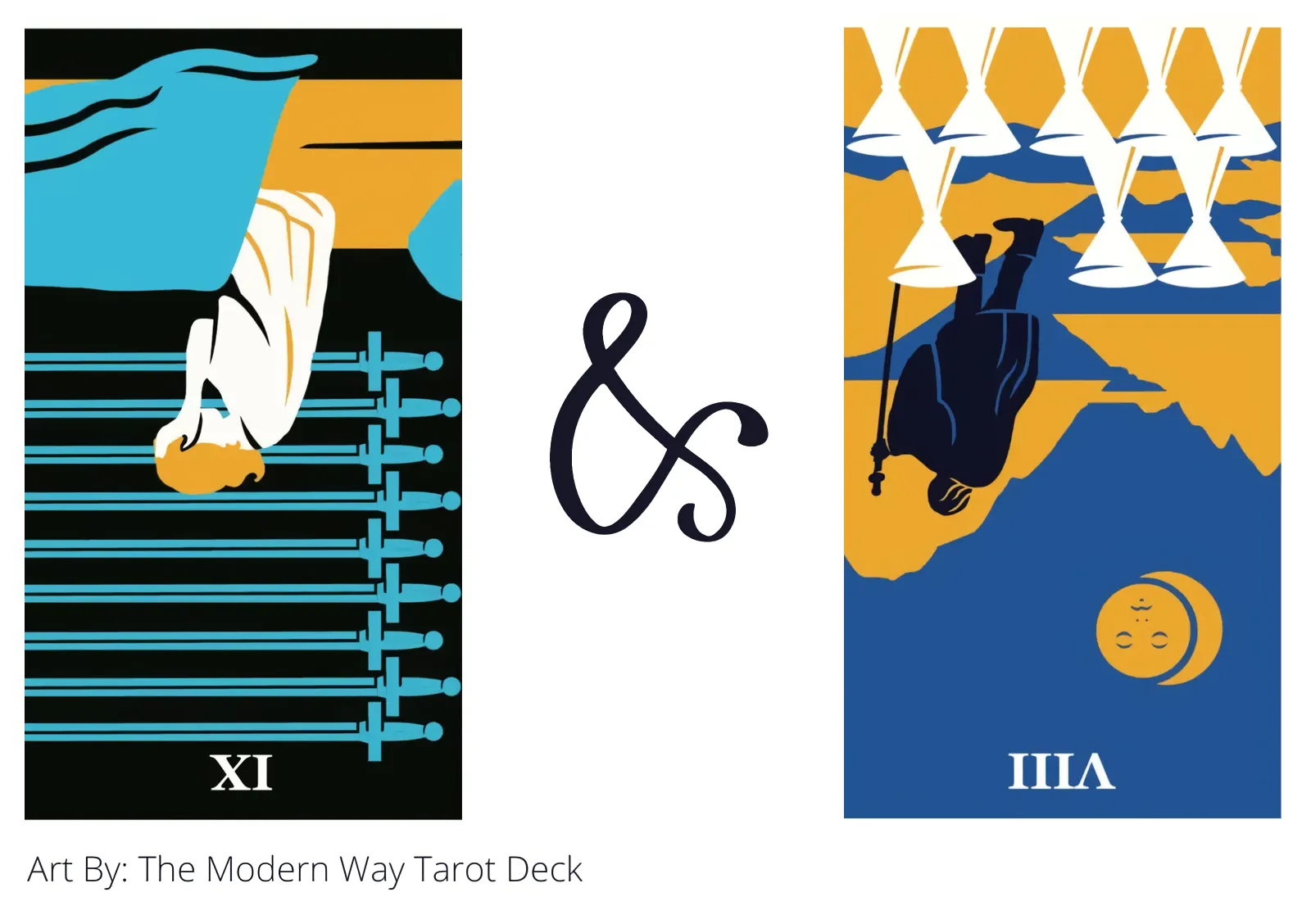 nine of swords reversed and eight of cups reversed tarot cards together