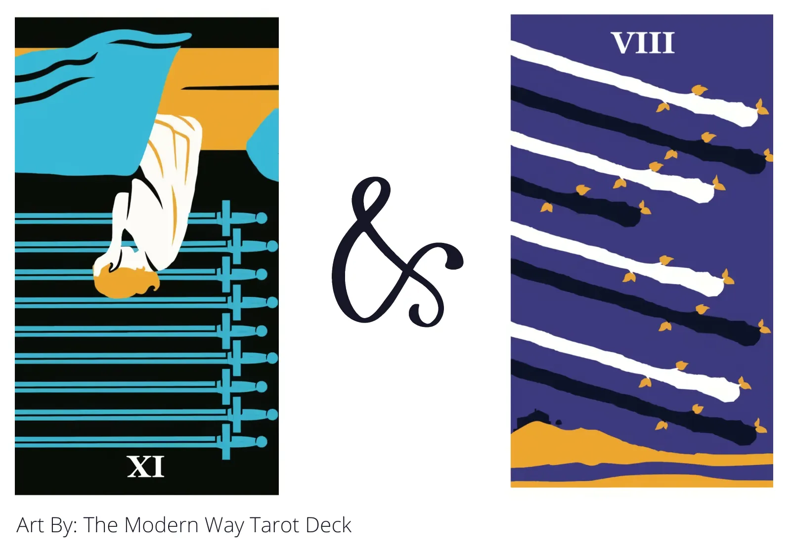 nine of swords reversed and eight of wands tarot cards together