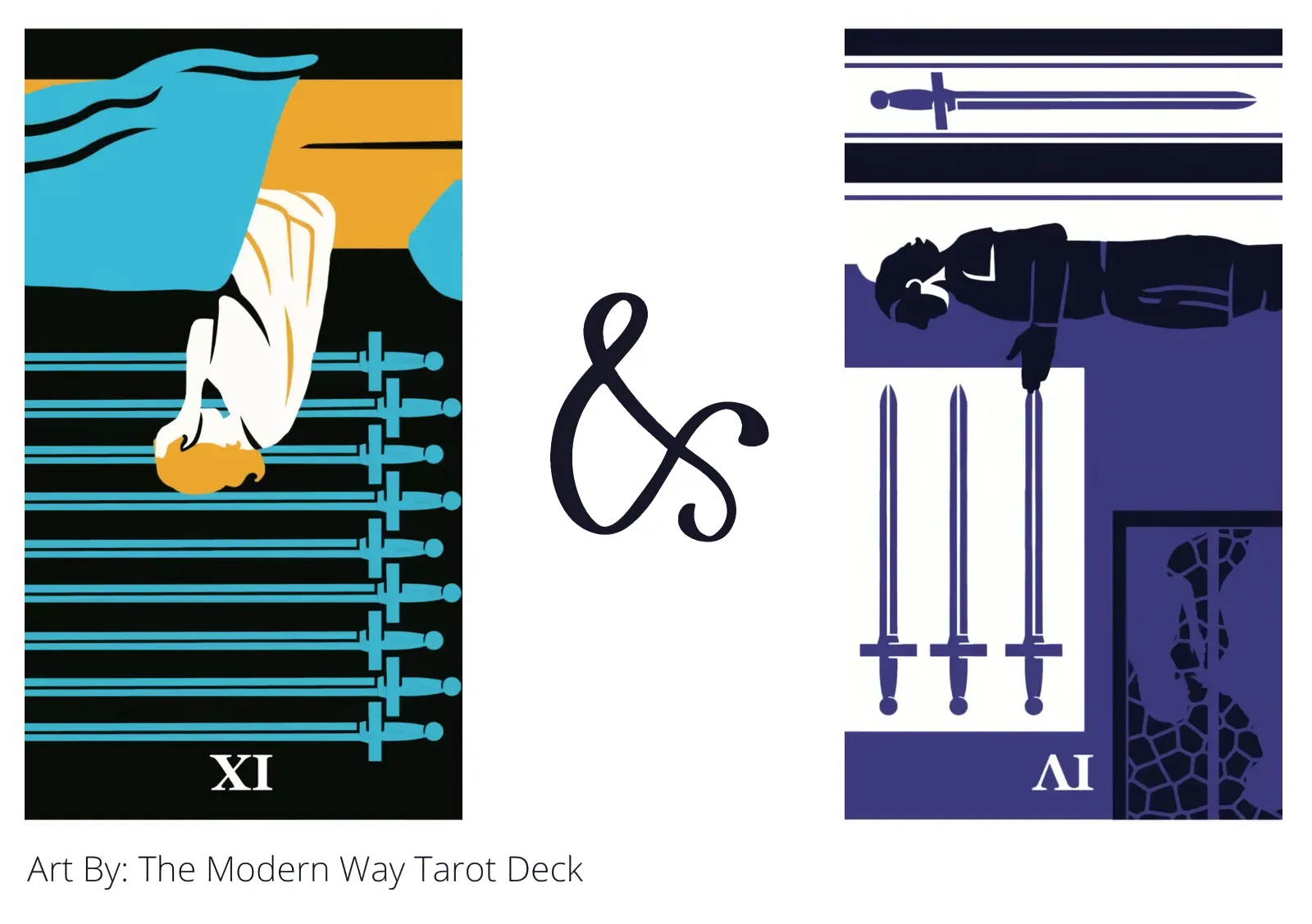 nine of swords reversed and four of swords reversed tarot cards together