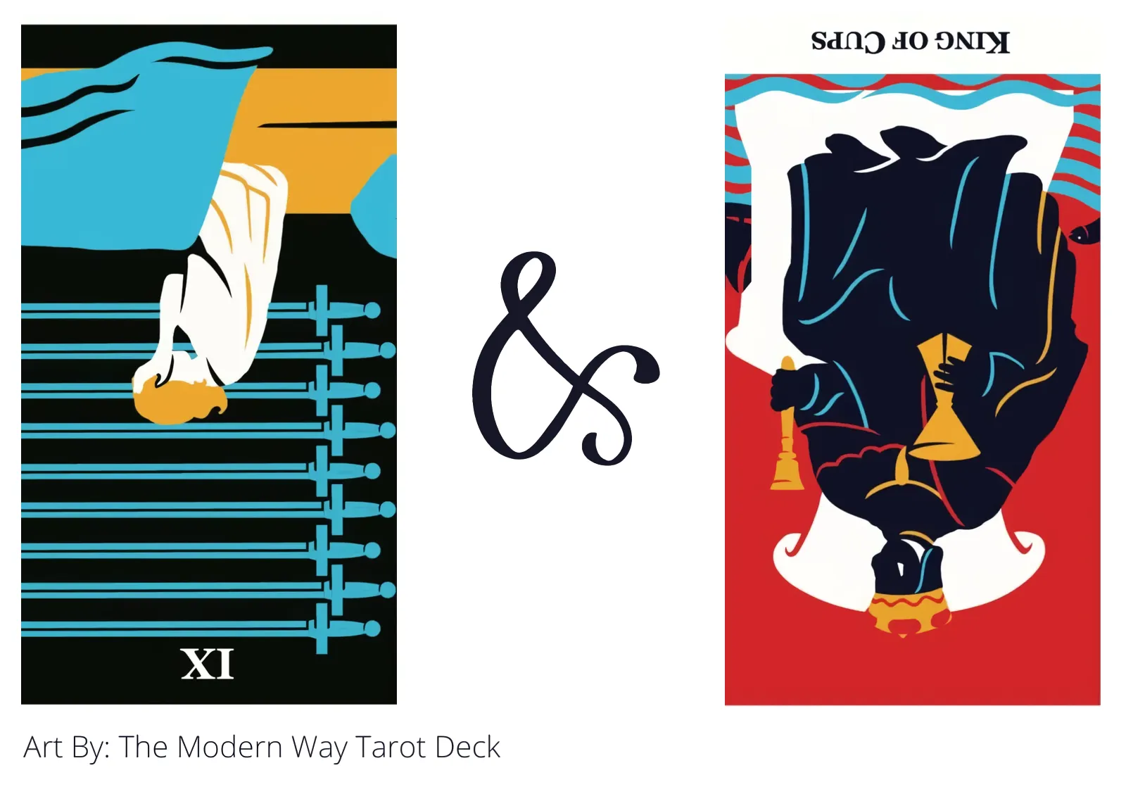 nine of swords reversed and king of cups reversed tarot cards together