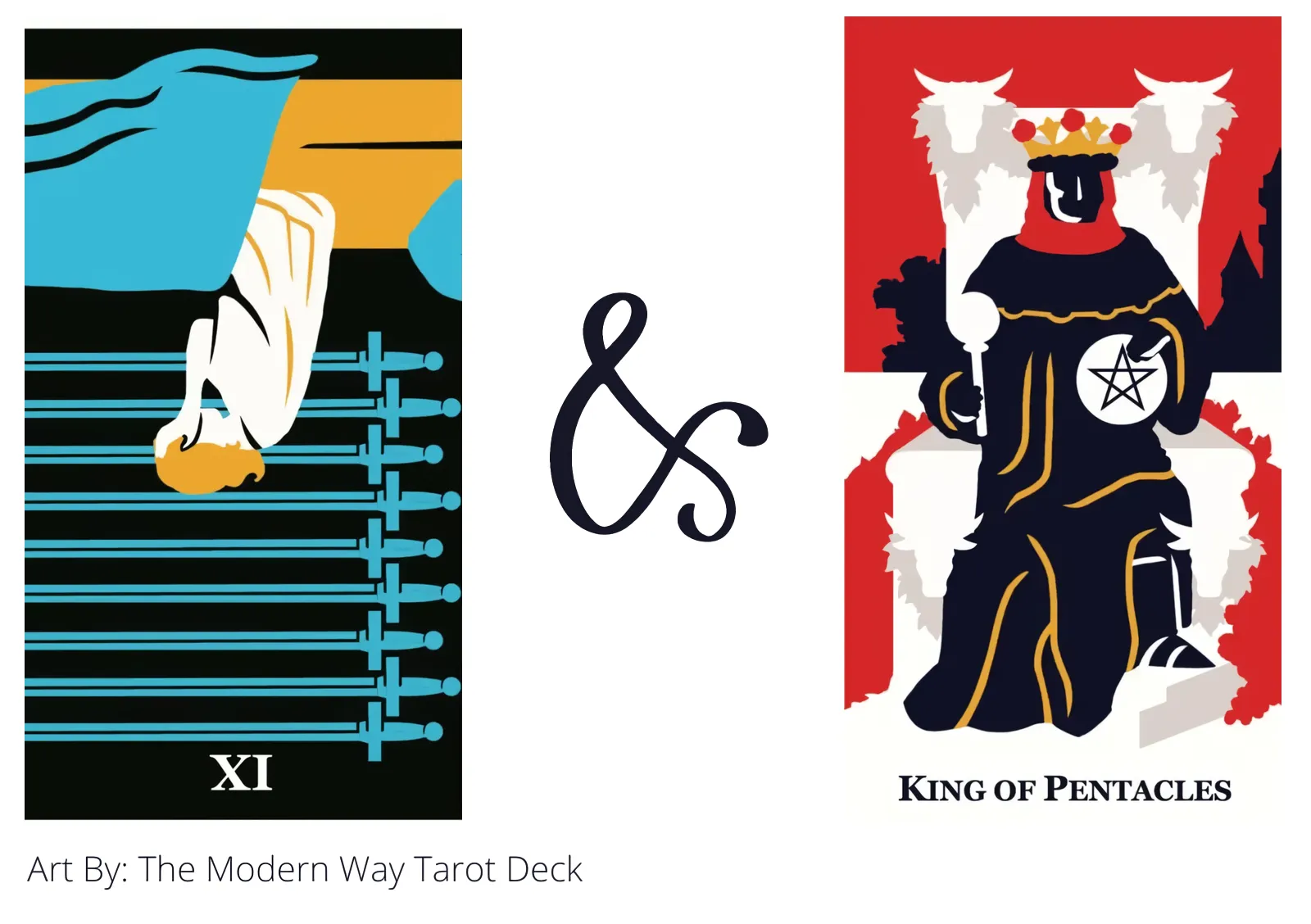 nine of swords reversed and king of pentacles tarot cards together
