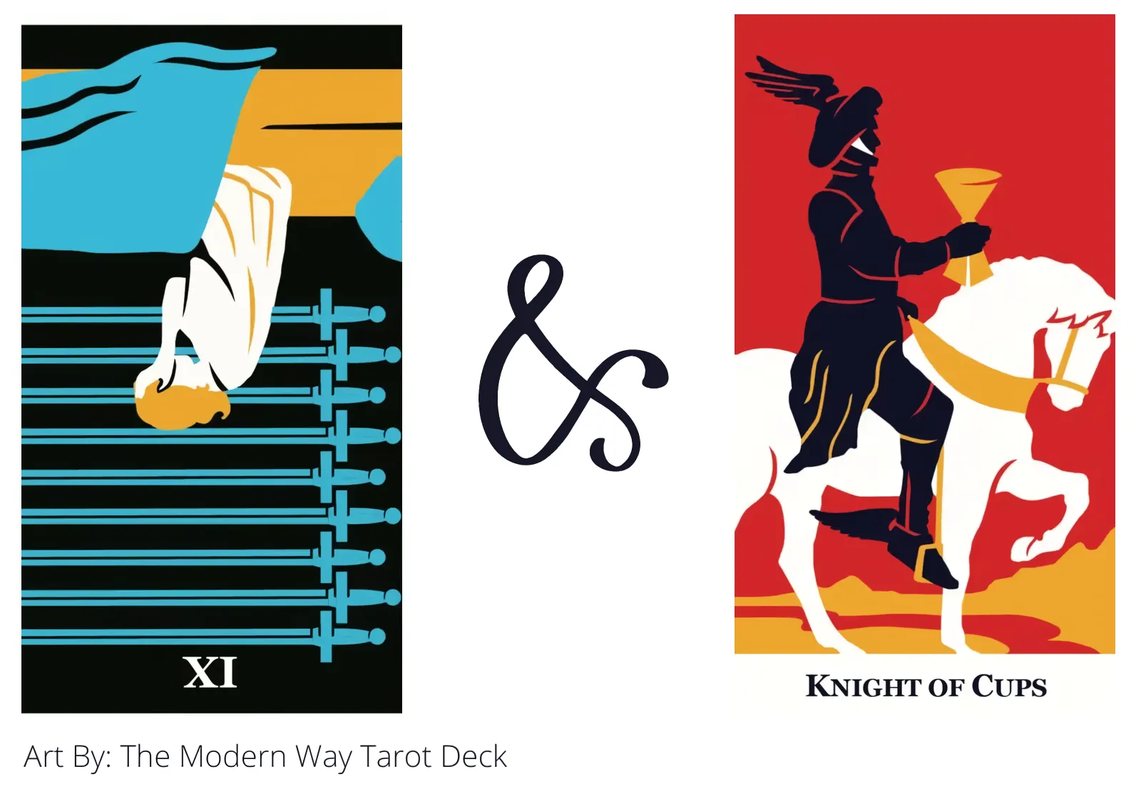 nine of swords reversed and knight of cups tarot cards together
