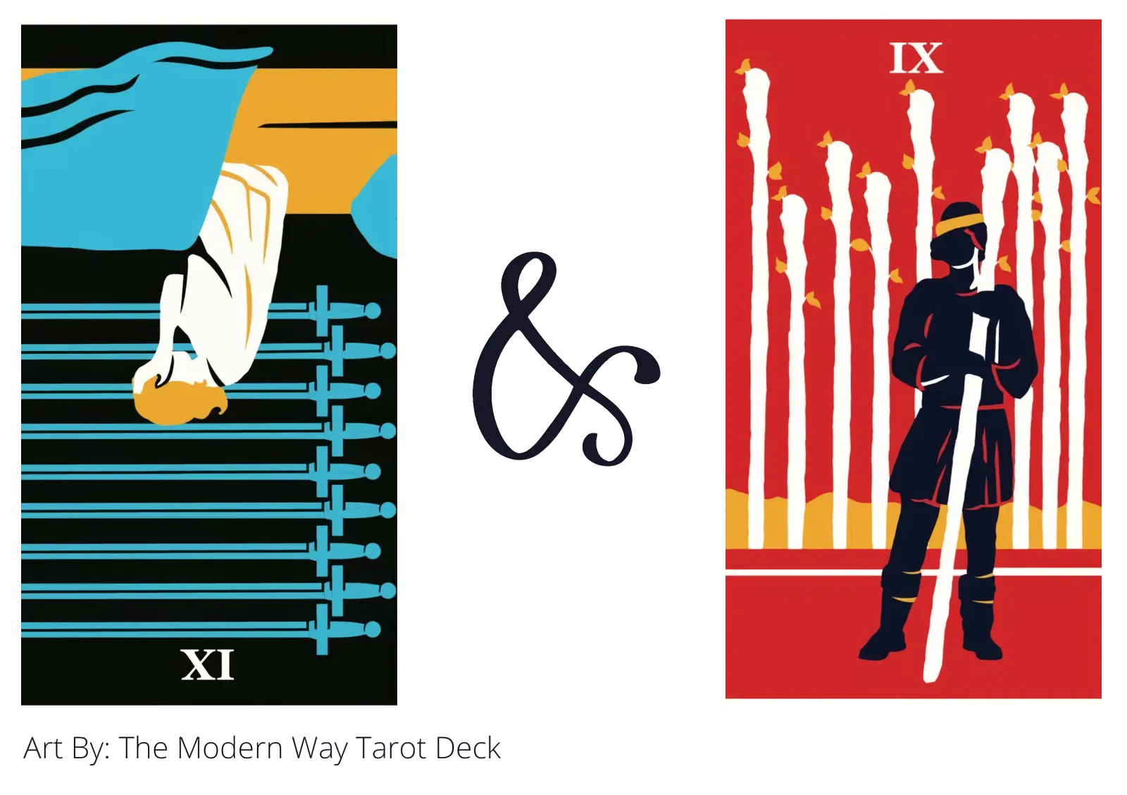nine of swords reversed and nine of wands tarot cards together