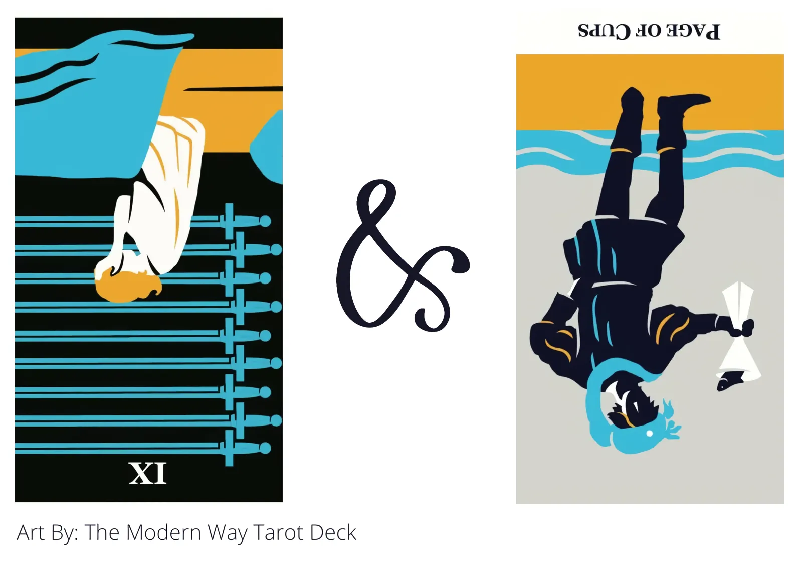 nine of swords reversed and page of cups reversed tarot cards together