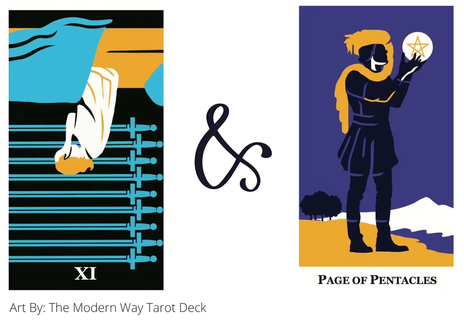 nine of swords reversed and page of pentacles tarot cards together