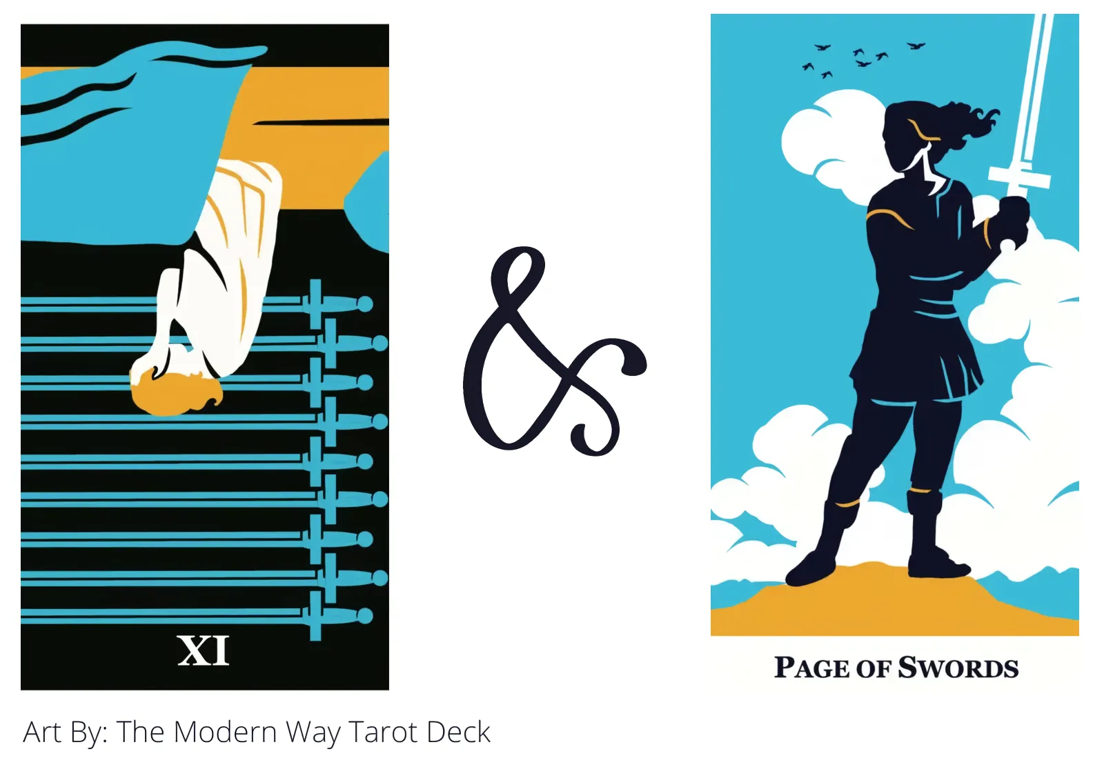 nine of swords reversed and page of swords tarot cards together