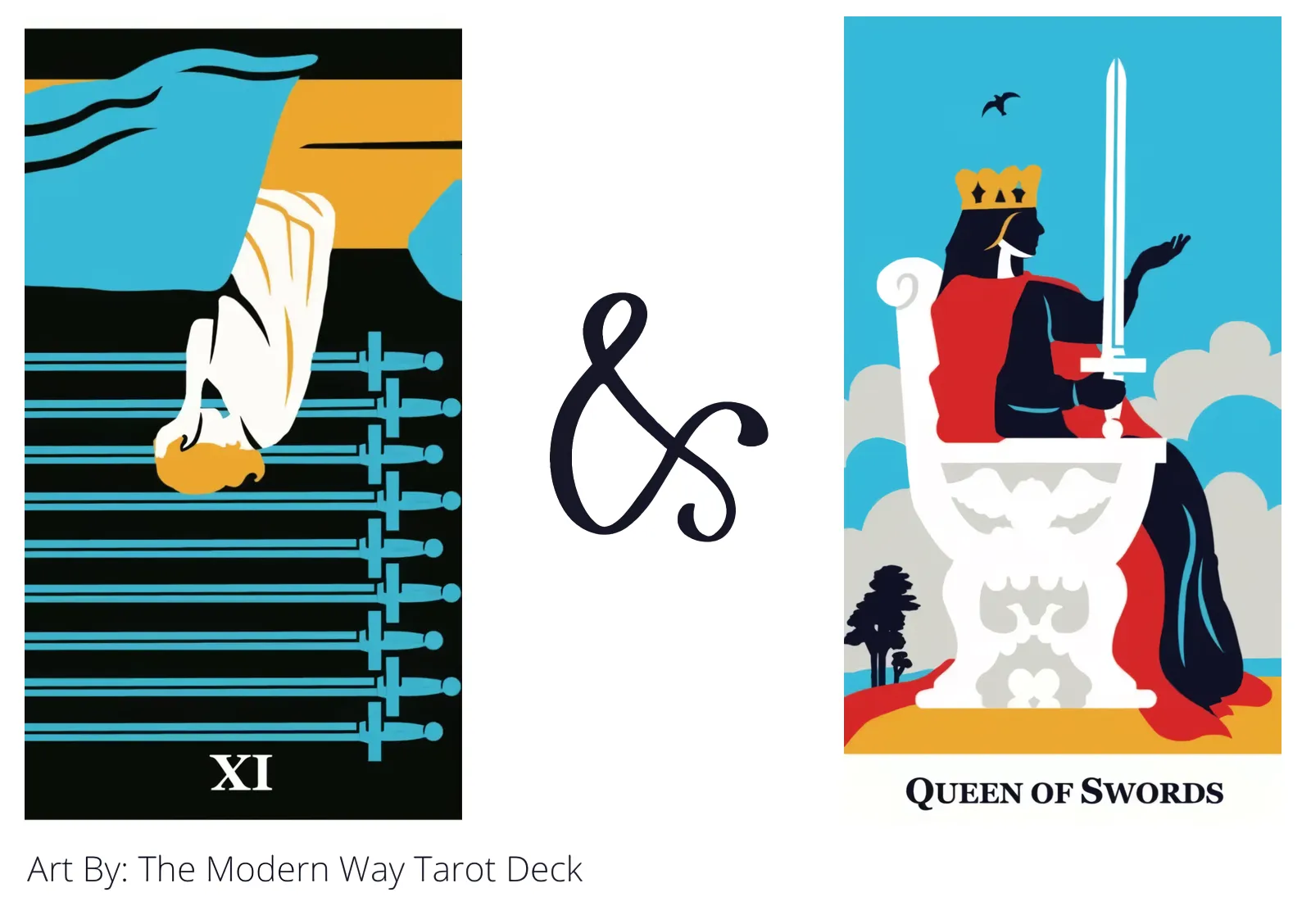nine of swords reversed and queen of swords tarot cards together