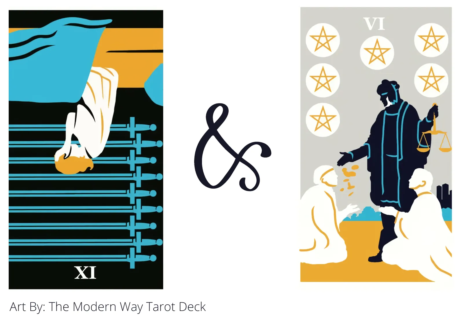 nine of swords reversed and six of pentacles tarot cards together