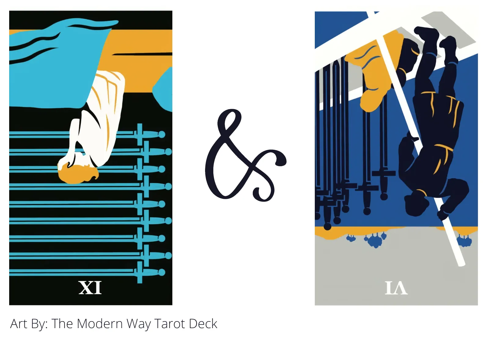nine of swords reversed and six of swords reversed tarot cards together
